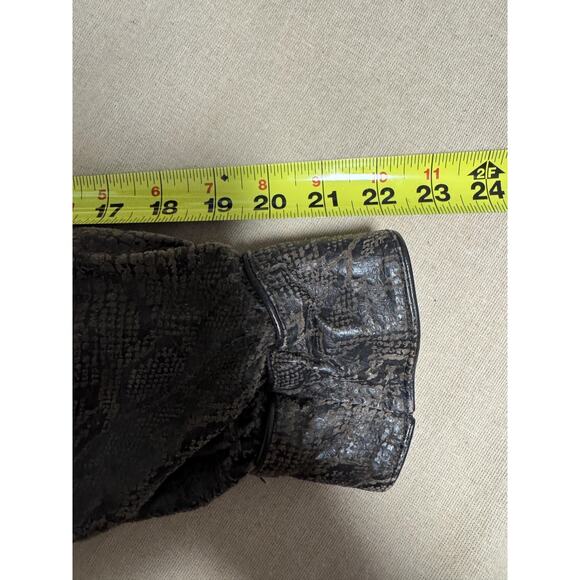 Snake Print Coat Womens Medium Brown Fox Fur Trim Longline Oversized Python - Picture 13 of 16